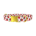 Red Strawberry Pattern Dog Collar - metal gold