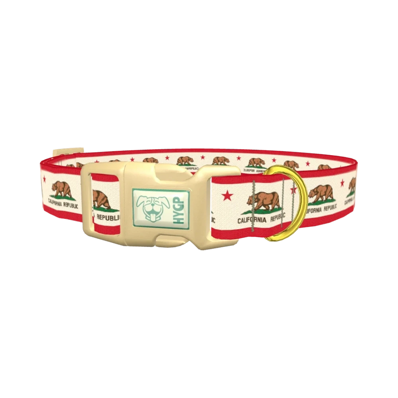 California Republic Flag Dog Collar - plastic gold