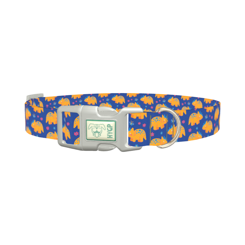 Dinosaur Print Dog Collar - plastic silver