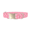 Pink Graphic Heart Dog Collar - metal silver