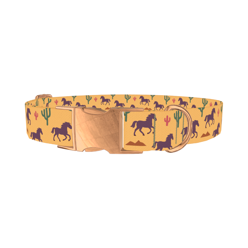 Western Desert Horse Dog Collar - metal rose gold