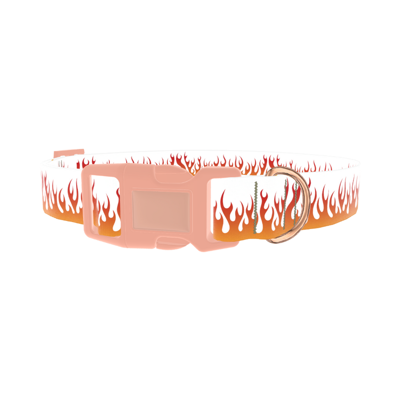Red Flame Dog Collar - plastic rose gold