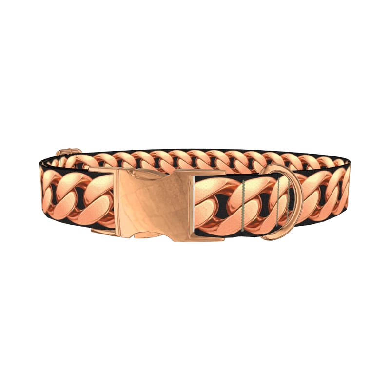 Rose Gold Chain Pattern Dog Collar - metal rose gold
