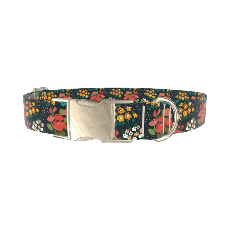 Dark Floral Bouquet Dog Collar