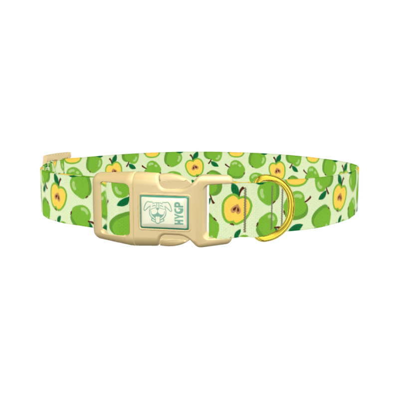 Green Apple Dog Collar - plastic gold