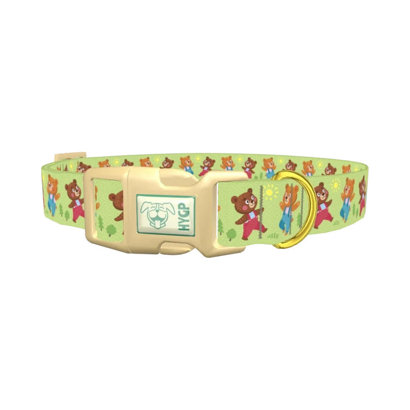 Dancing Teddy Bear Dog Collar - plastic gold
