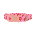 Pink Hibiscus Floral Dog Collar - plastic rose gold