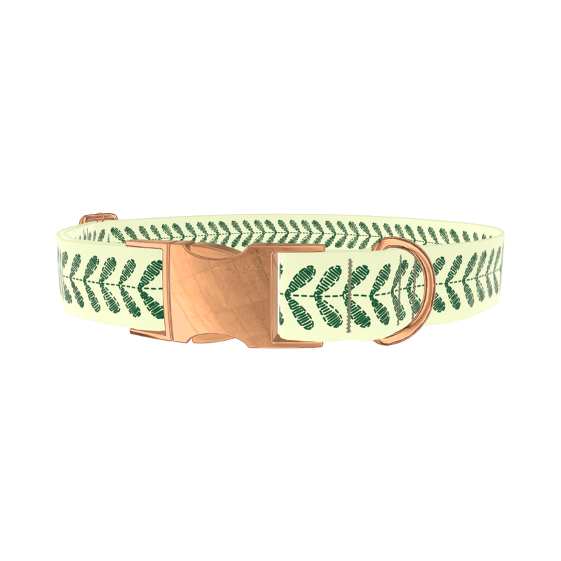 Geometric Leaf Dog Collar - metal silver