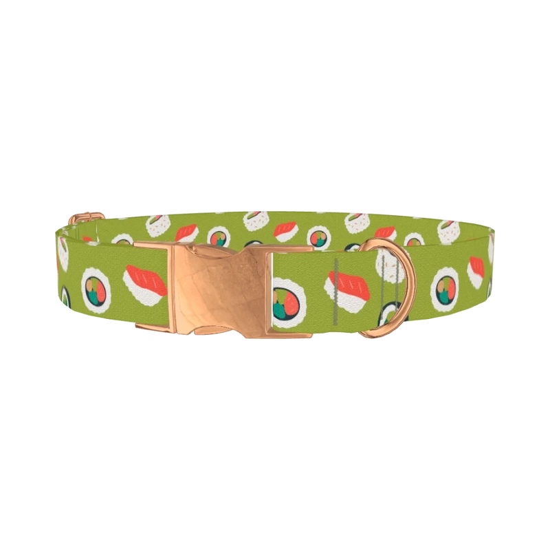 Sushi Pattern Dog Collar - metal rose gold