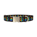 Rainbow Peace Dog Collar - metal silver