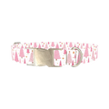 Pink Festive Trees Dog Collar - metal silver
