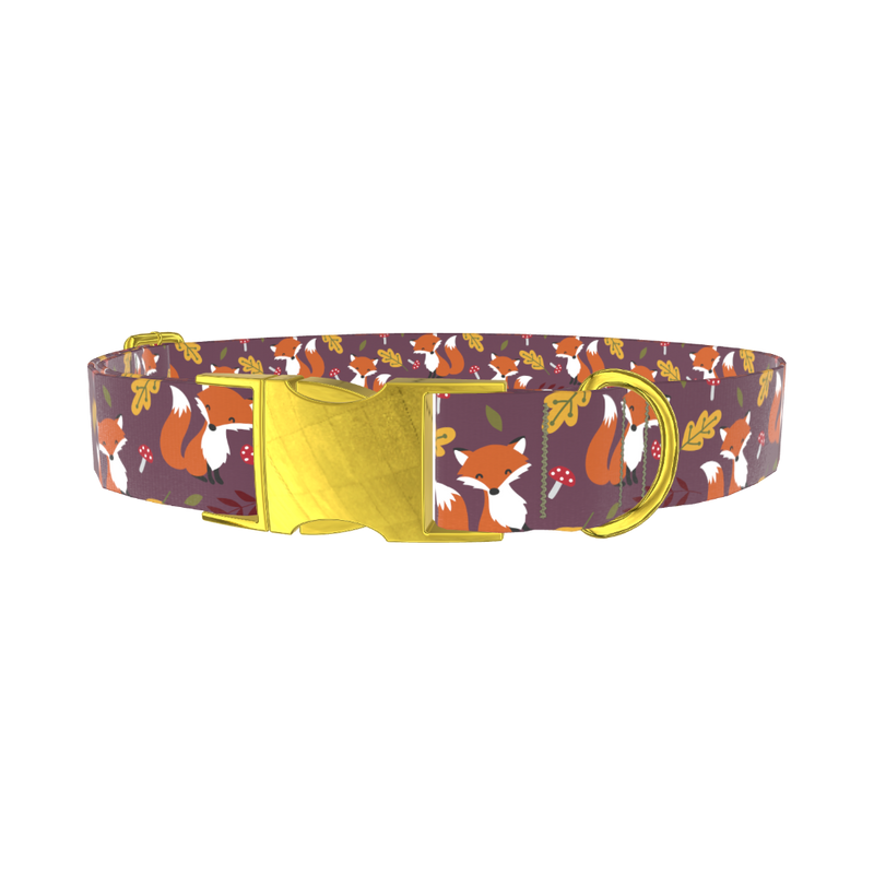 Autumn Fox Dog Collar - metal gold