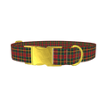 Cross Plaid Dog Collar - metal gold