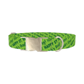 Green St. Patrick's Text Dog Collar - metal silver