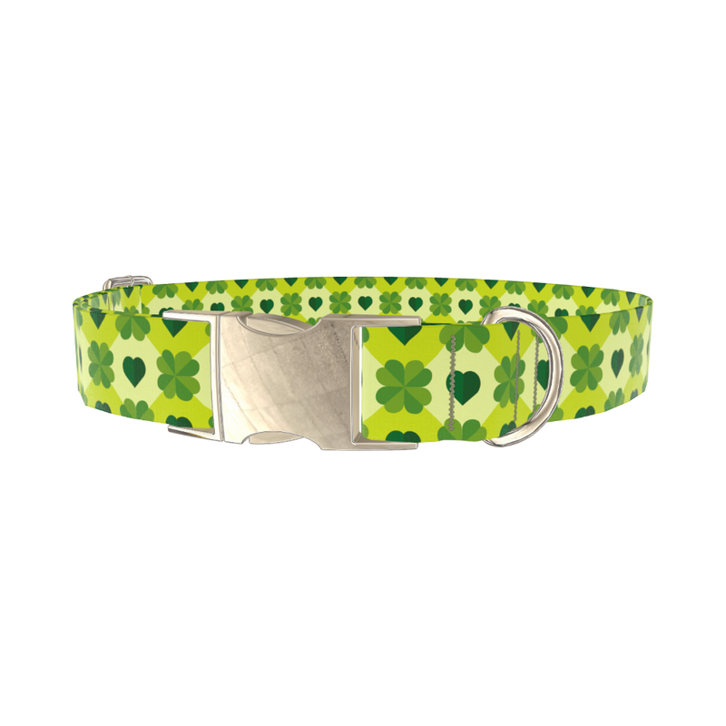 Clover Heart Dog Collar - metal gold