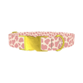 Pink Giraffe Print Dog Collar - metal gold