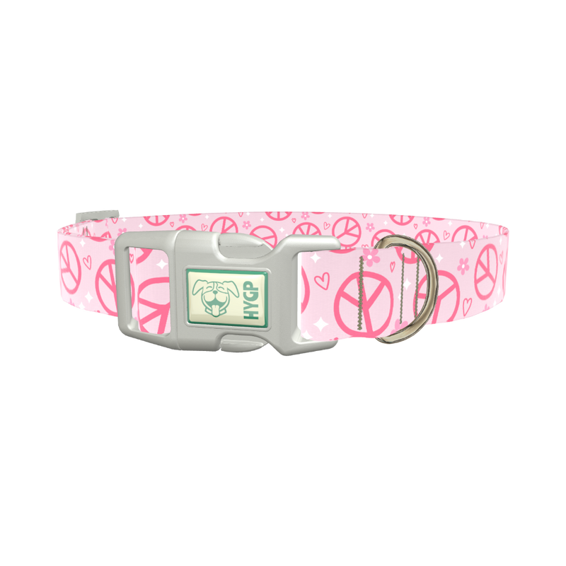 Peace Flower Dog Collar - plastic rose gold