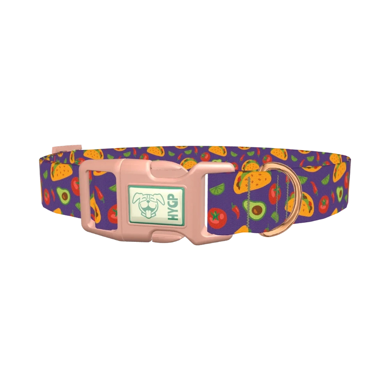 Taco Fiesta Dog Collar - plastic rose gold