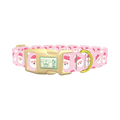 Pink Santa Pattern Dog Collar - plastic gold