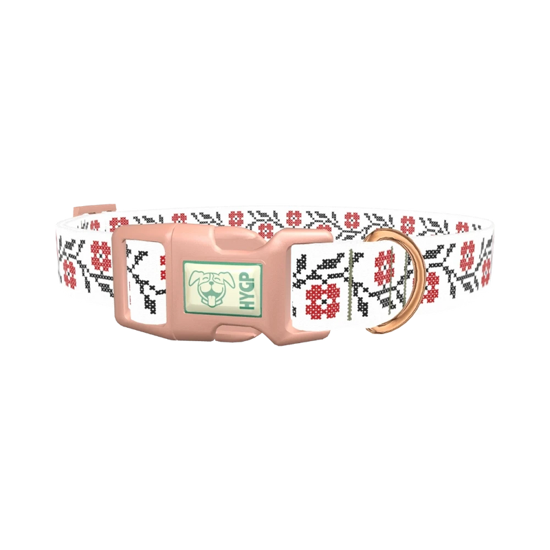 Cross Stitch Floral Dog Collar - plastic rose gold
