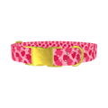 Geometric Red Heart Dog Collar - metal gold