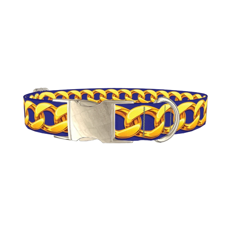 Gold Chain Link Dog Collar - metal silver