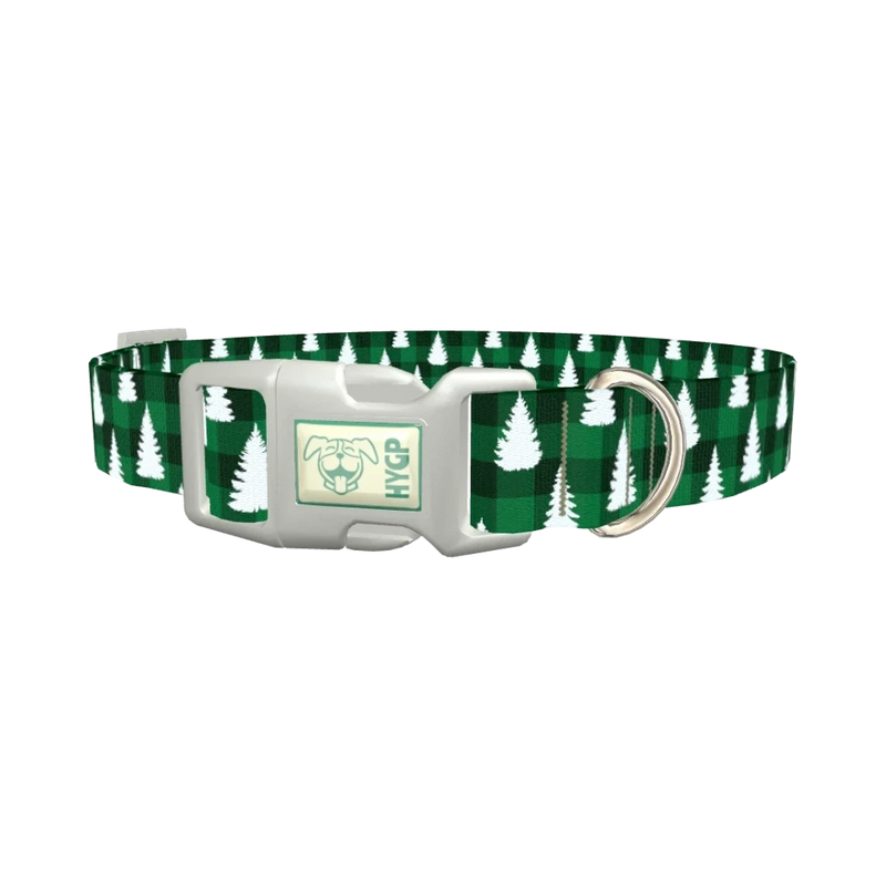 Fir Plaid Dog Collar - plastic silver