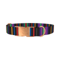 Bold Black Stripe Dog Collar - metal rose gold
