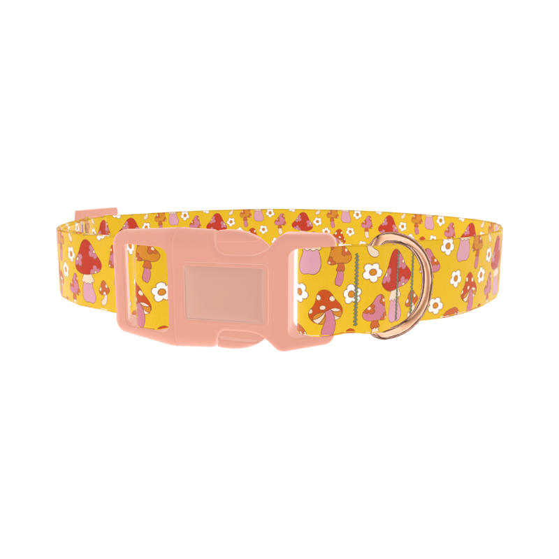 Mushroom Floral Dog Collar - plastic rose gold