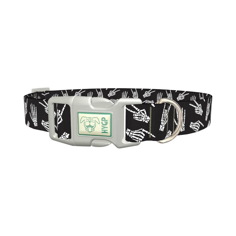 Halloween Skeleton Hand Dog Collar - plastic silver