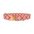 Festive Pink Plaid Dog Collar - metal rose gold