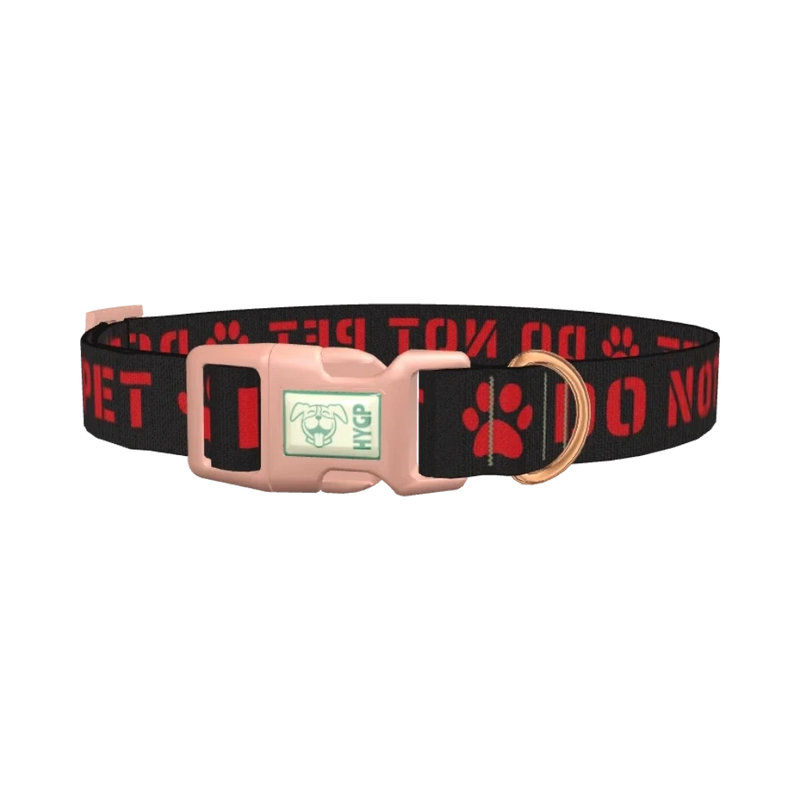 Warning Sign Dog Collar - plastic rose gold