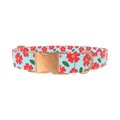 Red Floral Dog Collar - metal rose gold