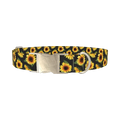 Sunflower Pattern Black Dog Collar - metal silver
