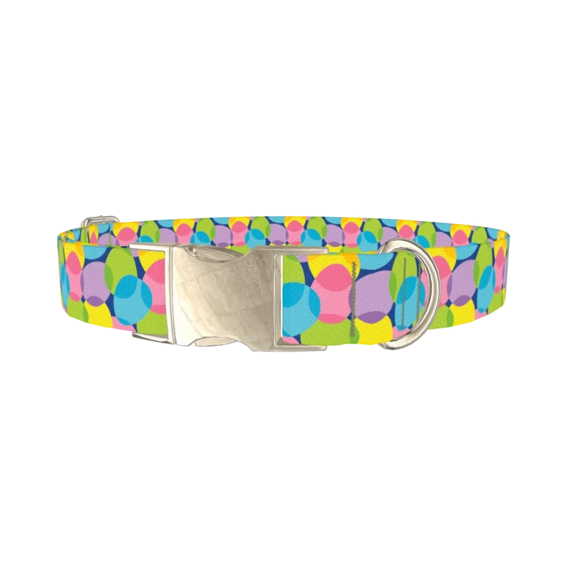 Bright Easter Egg Dog Collar - metal silver