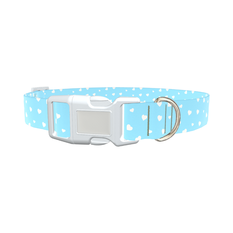 White Heart Pattern Dog Collar - plastic rose gold