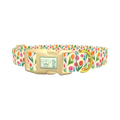 Floral Tulip Stripes Dog Collar - plastic gold