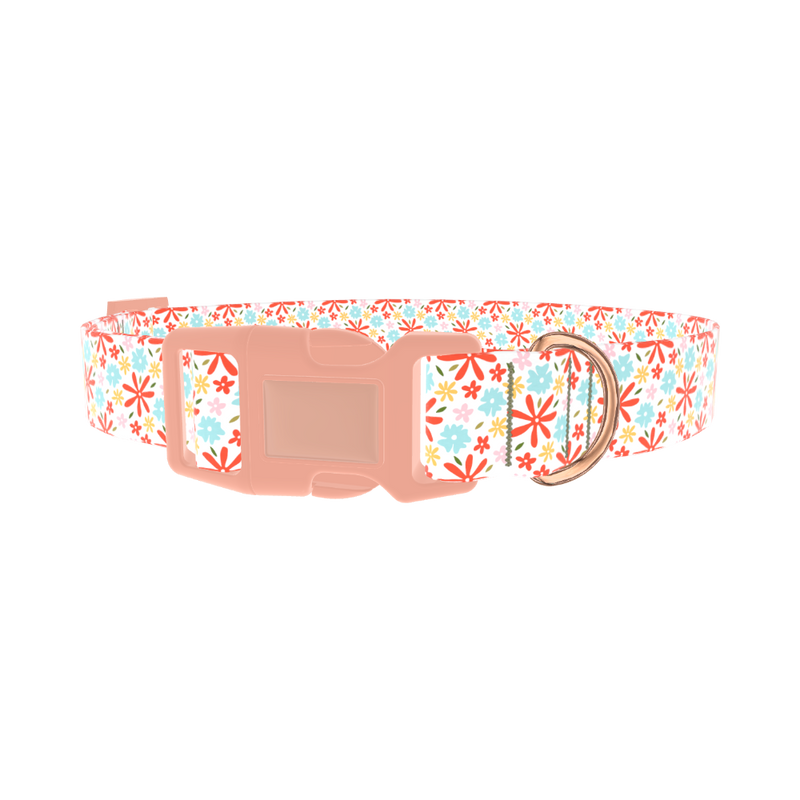Colorful Bloom Dog Collar - plastic rose gold
