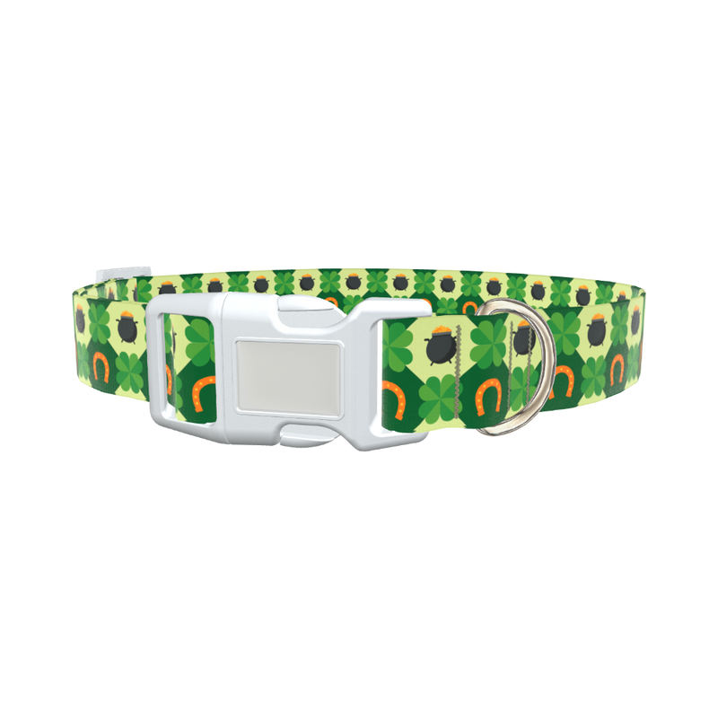 Pot of Gold Shamrock Dog Collar - plastic rose gold
