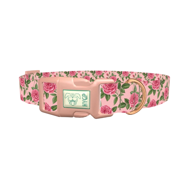 Floral Rose Dog Collar - plastic rose gold
