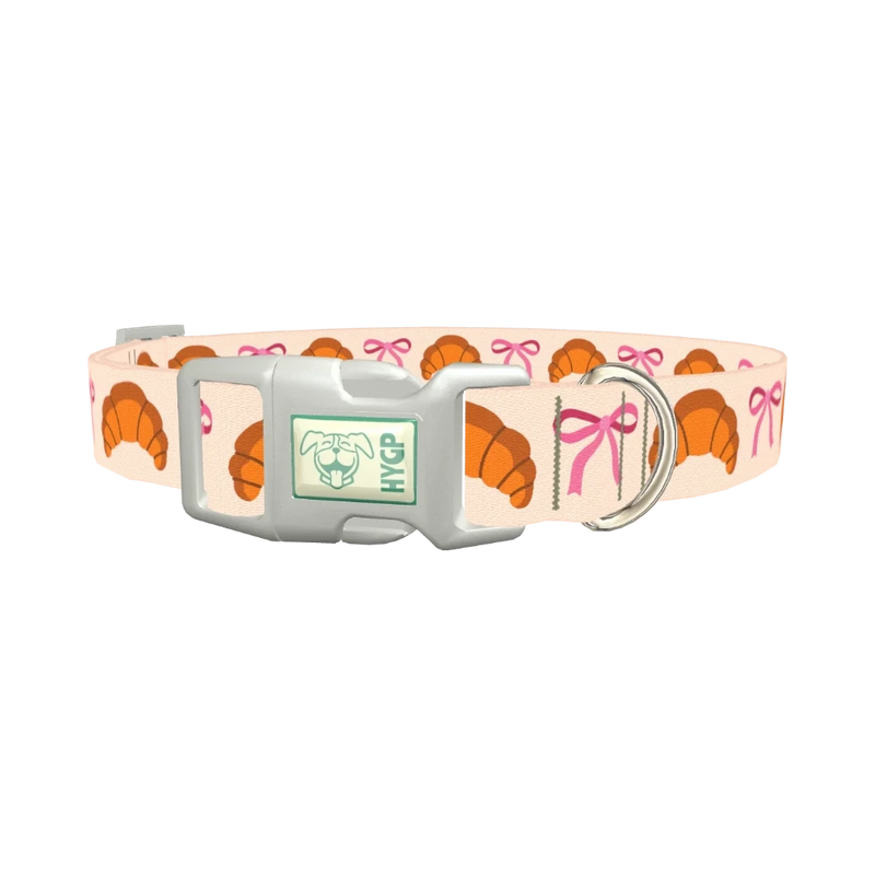 Croissant Bow Dog Collar - plastic silver