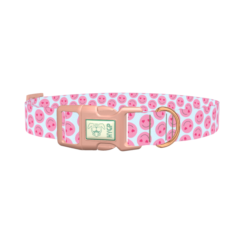 Heart Smile Emoji Dog Collar - plastic rose gold