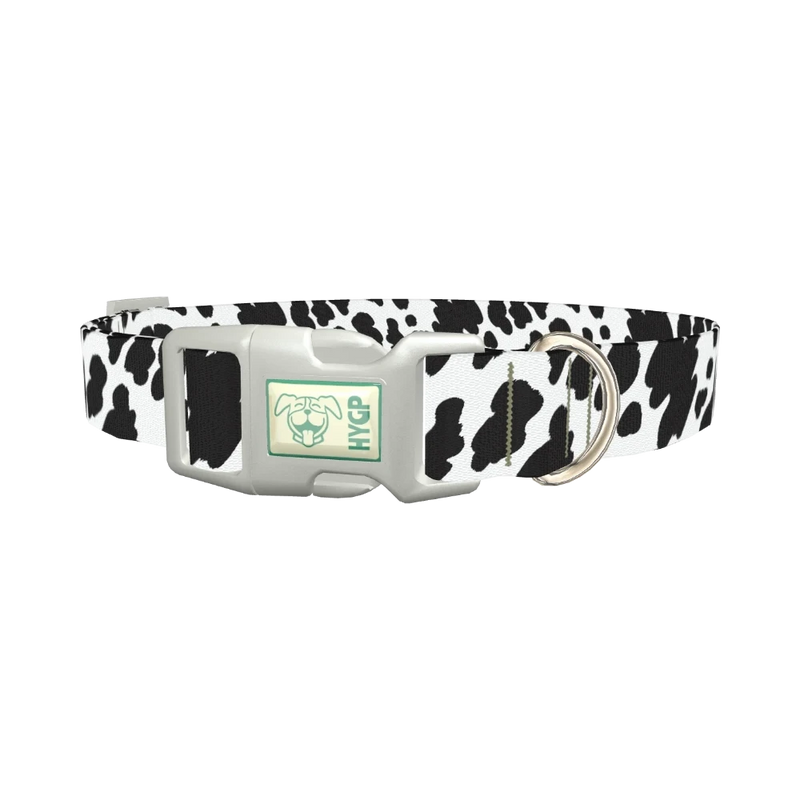 Cow Pattern Dog Collar - plastic silver