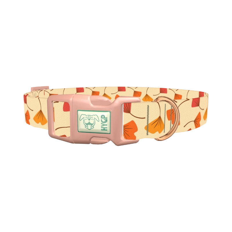 Ginkgo Leaf Pattern Dog Collar - plastic rose gold
