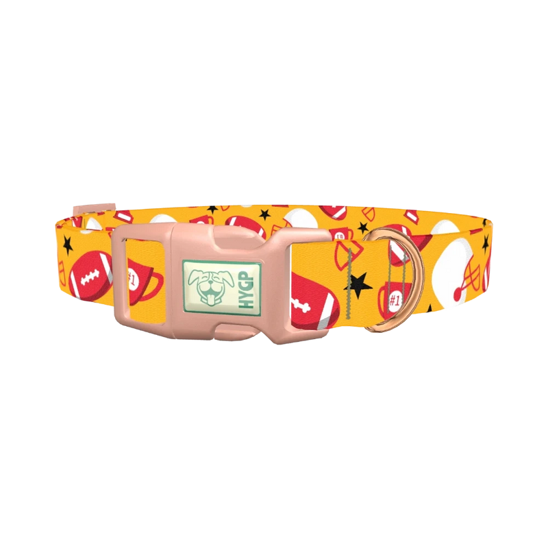 Football Trophy Dog Collar - plastic rose gold