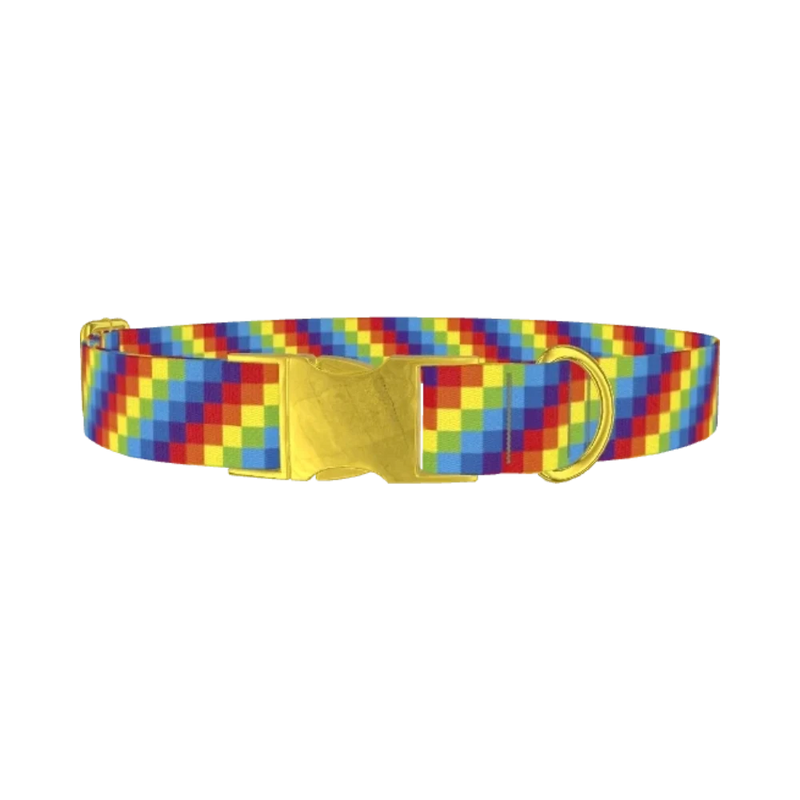 Geometric Pattern Dog Collar - metal silver