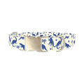 Blue Dinosaur Jungle Dog Collar - metal silver