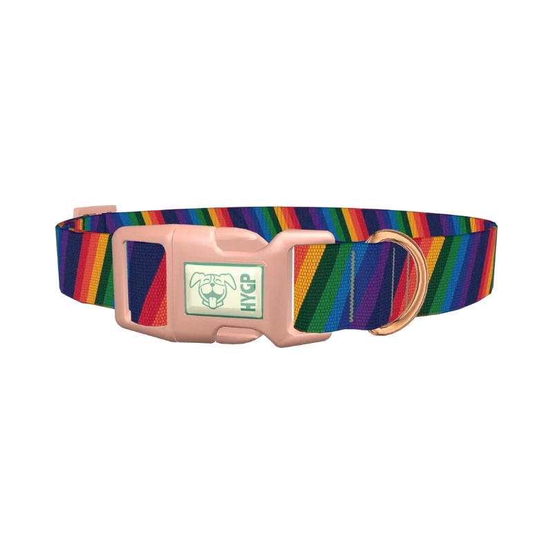 Geometric Rainbow Dog Collar - plastic rose gold