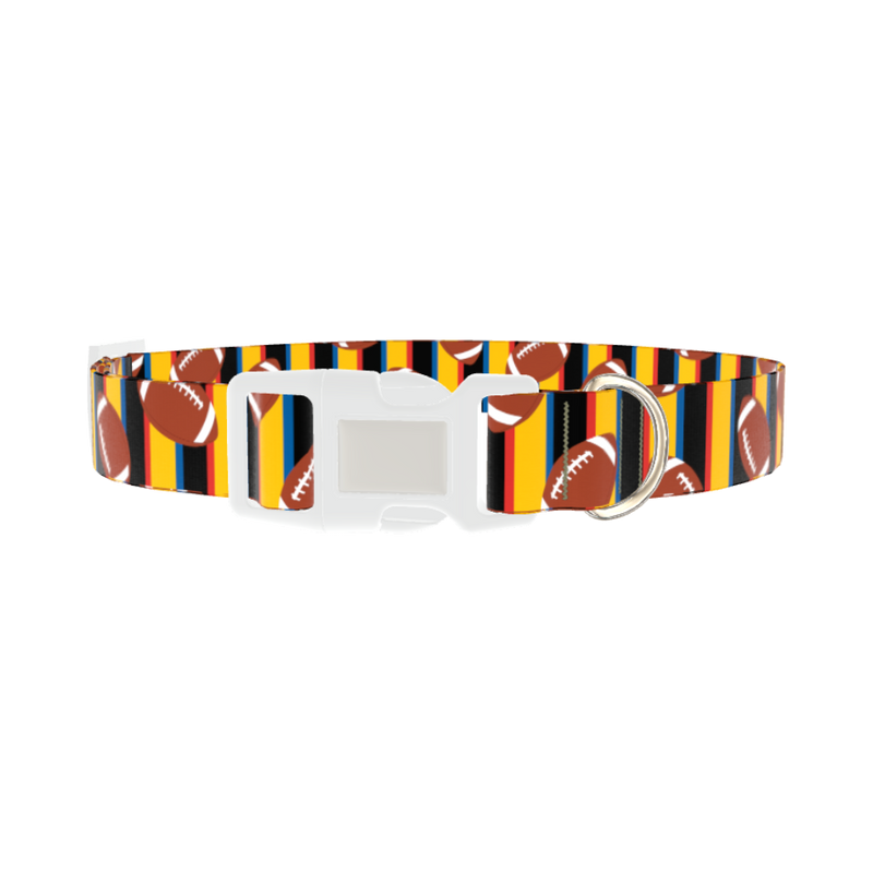 Striped Football Dog Collar - plastic silver