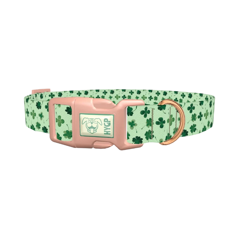Watercolor Clover Dog Collar - plastic rose gold
